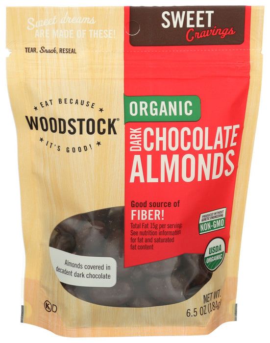 Woodstock Foods Organic Dark Chocolate Almonds 6.5 Oz