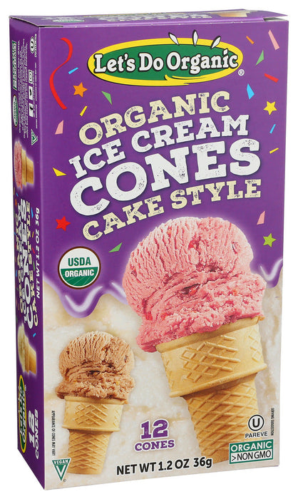 Let'S Do Organic Organic Ice Cream Cones Cake Style 12 Ct 1.2 Oz