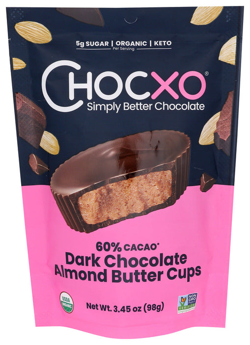 Chocxo Organic Dark Chocolate Almond Butter Cups 3.45 Oz