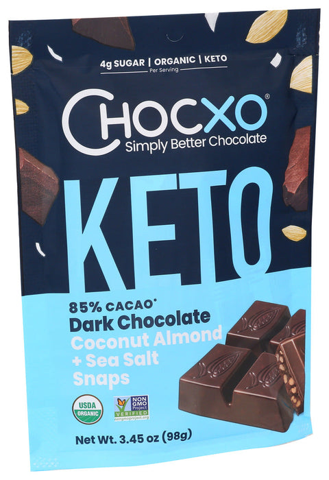 Chocxo Organic Dark Choco Keto Coconut Almond & Sea Salt 3.45 Oz