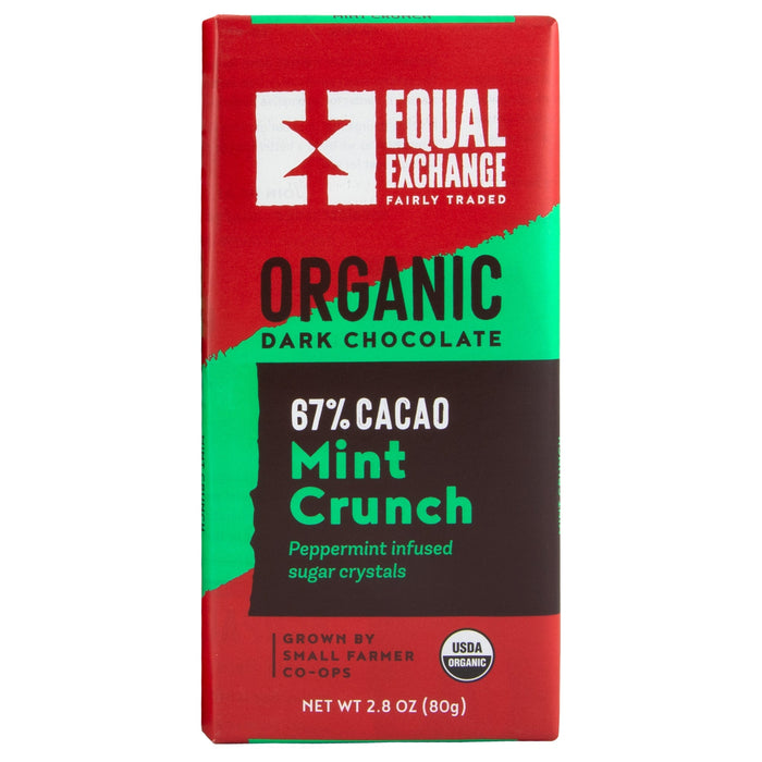 Equal Exchange Organic Dark Chocolate Bar Mint Crunch 2.8 Oz