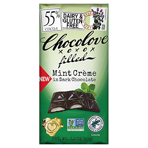 Chocolove Mint Cream Filled In 55% Cocoa Dark Chocolate 3.2 Oz