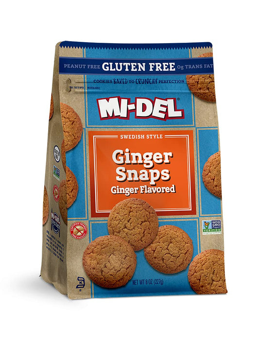 Mi-Del Gluten Free Swedish Style Ginger Snaps Cookies Box 8 Oz