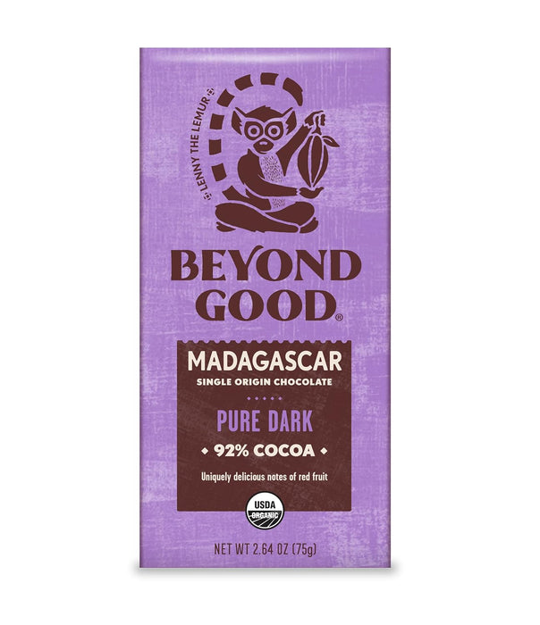 Beyond Good Madagascar Pure Dark Chocolate Bar 92% Cocoa 2.64 Oz