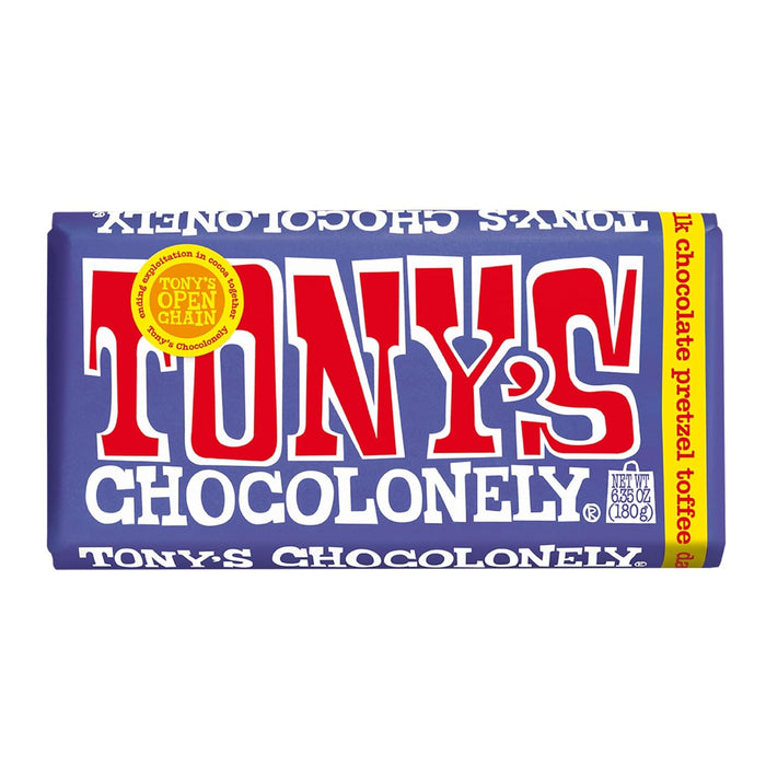 Tony`S Chocolonely Dark Chocolate Pretzel Toffee Bar 6.35 Oz