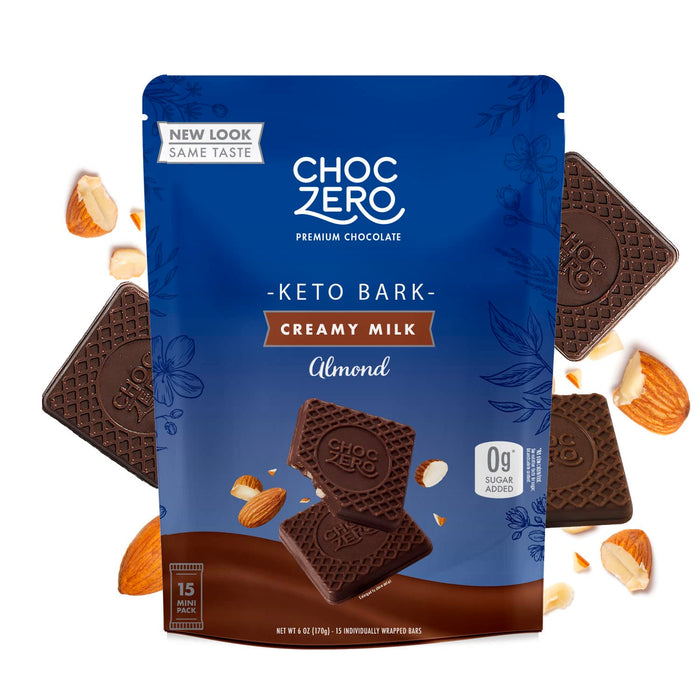 Choczero Milk Latte Style Keto Bark Sugar-Free Almond 6 Oz