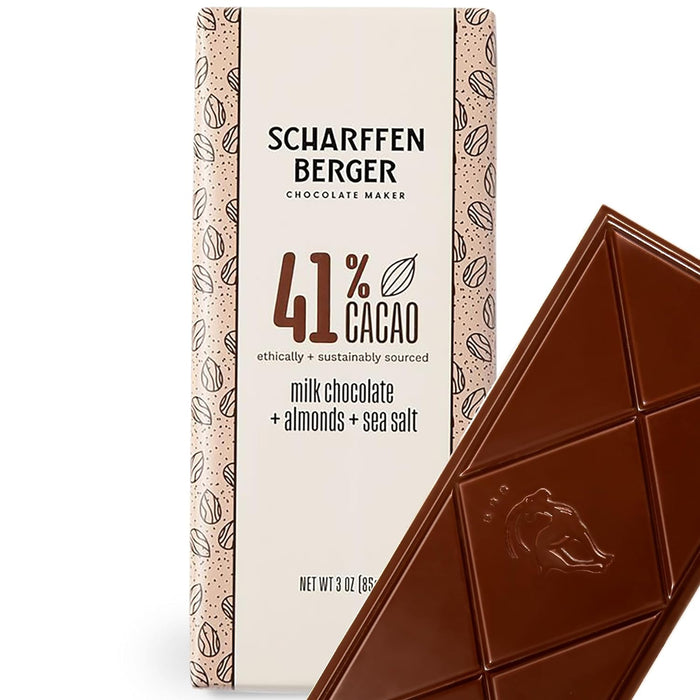 Scharffen Berger Milk Chocolate Bar With Almonds And Sea Salt 3 Oz