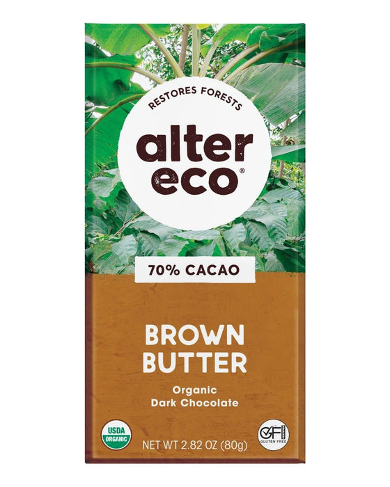Alter Eco Chocolate Organic Bar Dark Salted Brown Butter 2.82 Oz