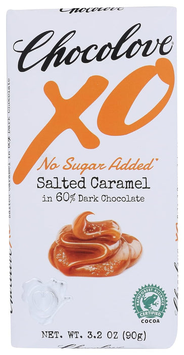 Chocolove Xo No Sugar Added Salted Caramel 60% Dark Chocolate 3.2 Oz