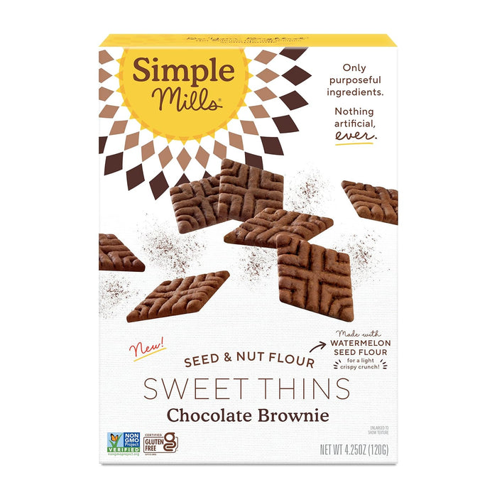 Simple Mills Sweet Thins Seed And Nut Flour Chocolate Brownie 4.25Oz