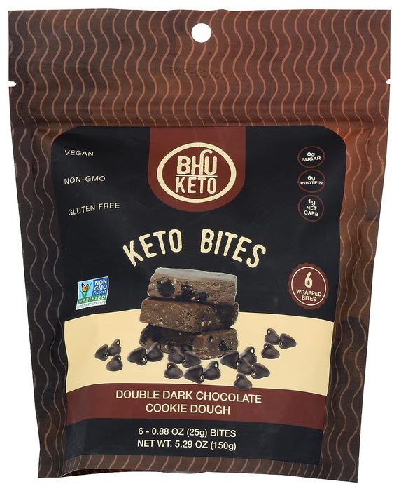Bhu Foods Keto Bites Double Dark Chocolate Cookie Dough 5.29 Oz