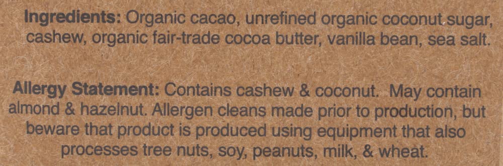 Hu Kitchen Organic Dark Chocolate Cashew Butter Vanilla Bar 2.1 Oz