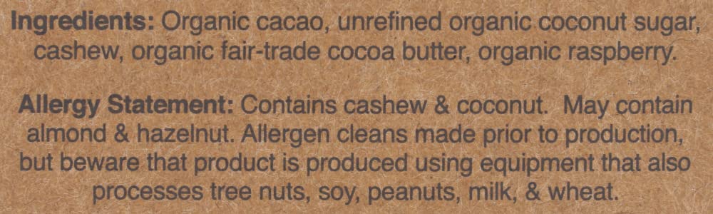Hu Kitchen Organic Dark Chocolate Cashew Butter Raspberry Bar 2.1 Oz