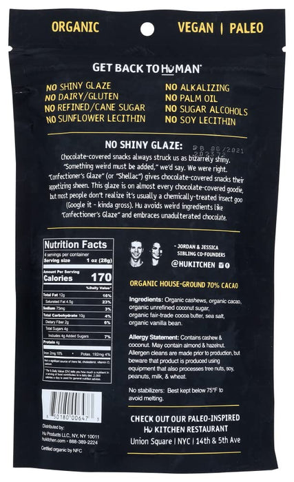 Hu Kitchen Organic Hunks Chocolate Covered Cashew & Vanilla Bean 4Oz
