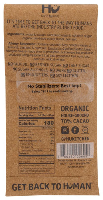 Hu Kitchen  Organic Dark Chocolate Salty Bar   2.1 Oz