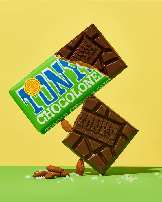 Tony`S Chocolonely  Dark Chocolate Almond Sea Salt Bar   6.35 Oz
