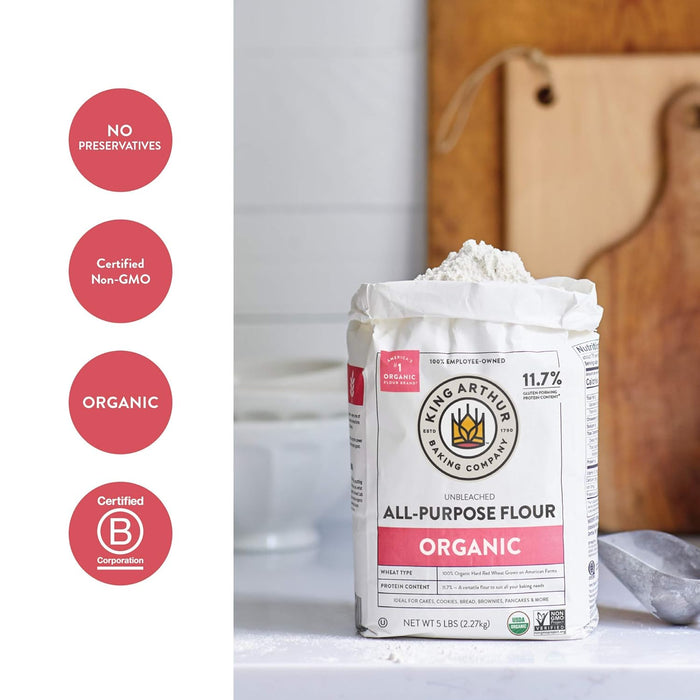 King Arthur Flour  Organic All-Purpose Flour Unbleached 2 Lb   32 Oz