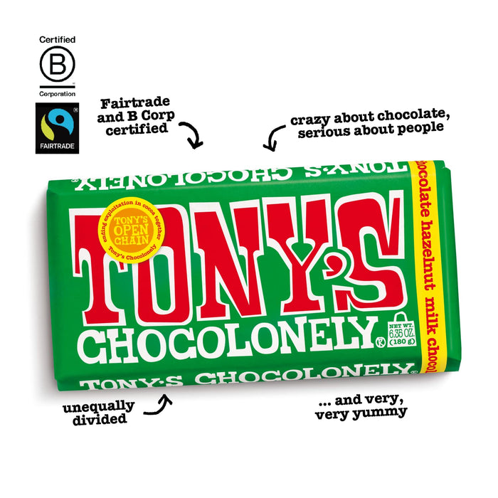 Tony`S Chocolonely  Milk Chocolate Hazelnut Cookie Bar   6.35 Oz