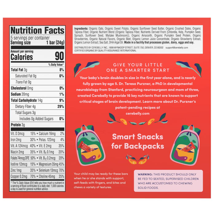 Cerebelly  Organic Whole Grain Brains Strawberry Beet   4.2 Oz