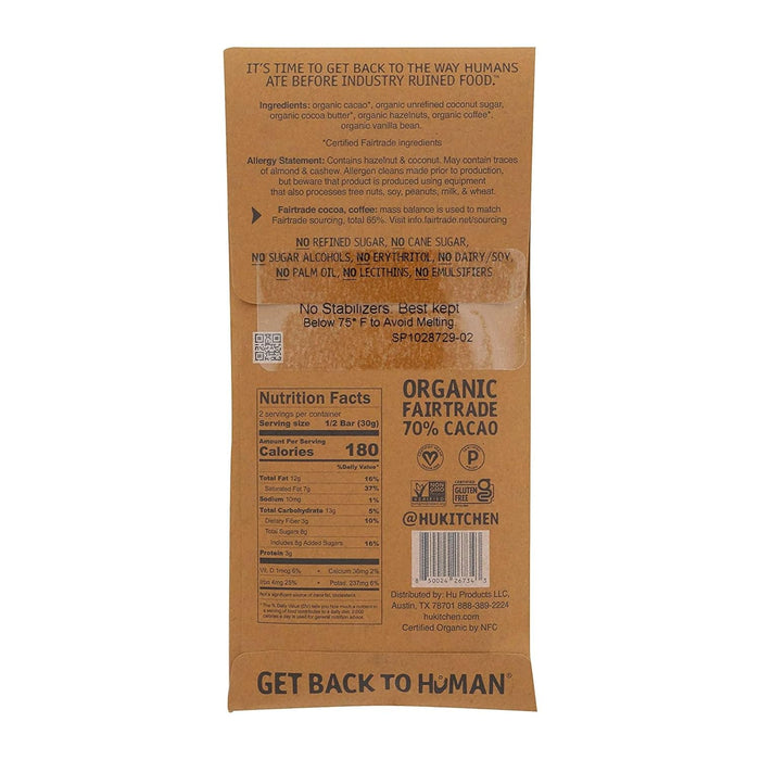 Hu Kitchen  Organic Dark Chocolate Hazelnut Coffee Bar   2.1 Oz