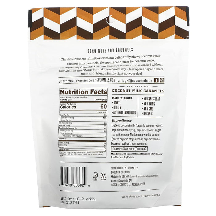 Cocomels Organic Milk Caramels Sweetened With Coconut Sugar 3 Oz