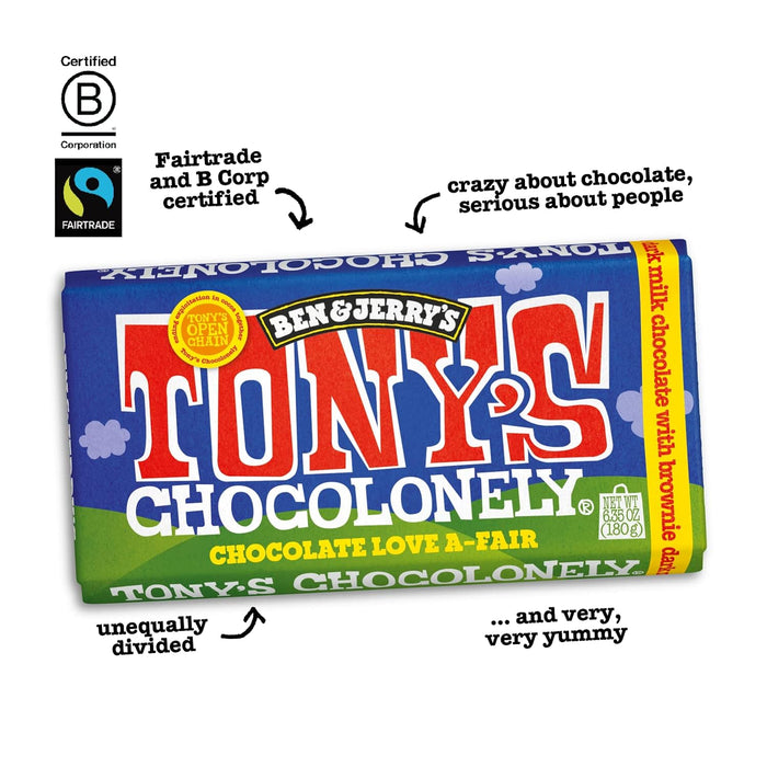Tony's Chocolonely Bar Dark Milk Chocolate Brownie 6.35 OZ