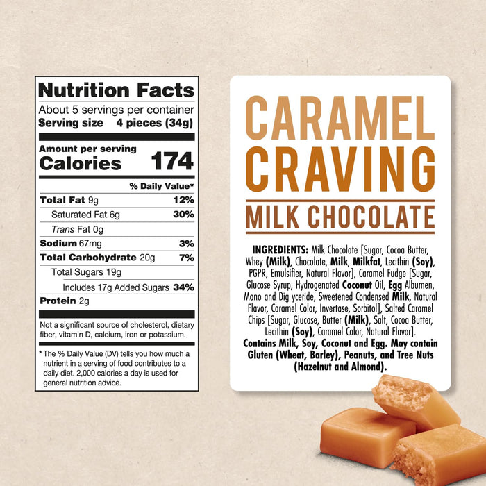 Darrell Lea Caramel Craving Chocolate Bar, Premium 6.4 Ounce