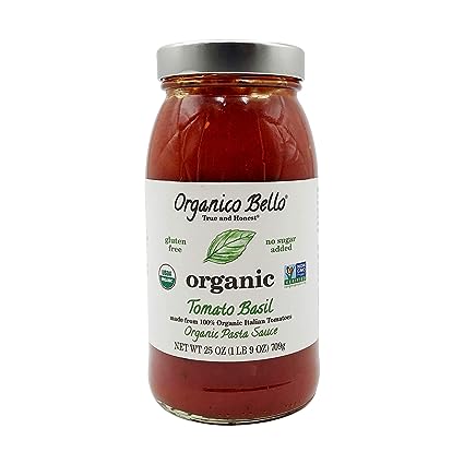 Organico Bello Organic Pasta Sauce Tomato Basil -- 25 oz