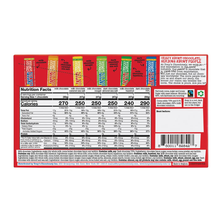 Tony's Chocolonely Bar Chocolate Mixed Rainbow 10.16oz