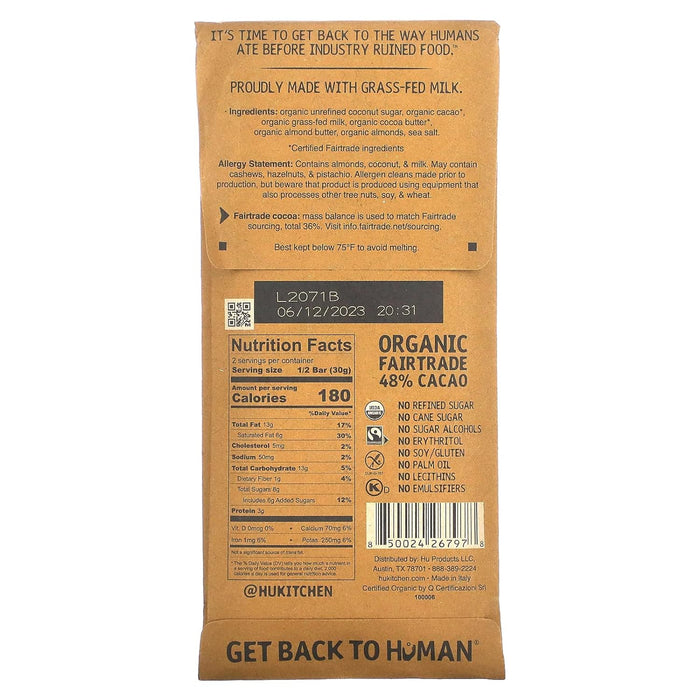 Hu Kitchen Organic Milk Chocolate Filled Almond Butter Crunch Bar