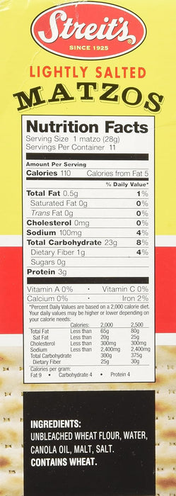Streit'S  Matzos Lightly Salted   11 Oz