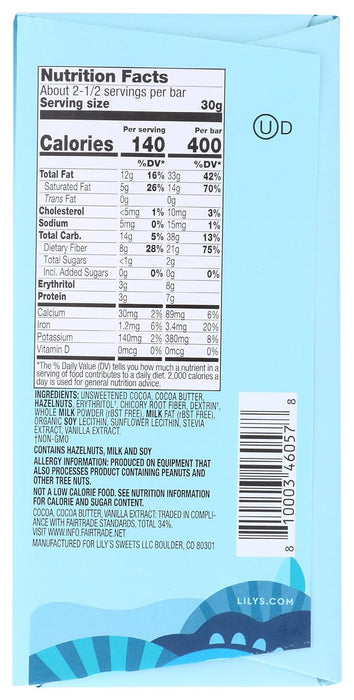 Lily'S  Bar Chocolate 40% Hazelnut   2.8 Oz