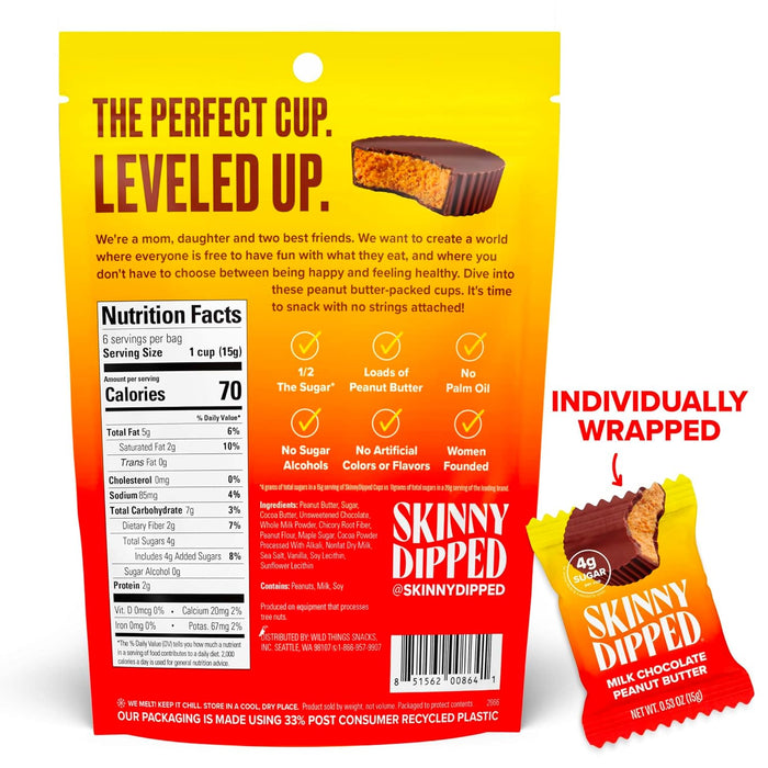 Skinnydipped  Milk Chocolate Peanut Butter Cups   3.17 Oz