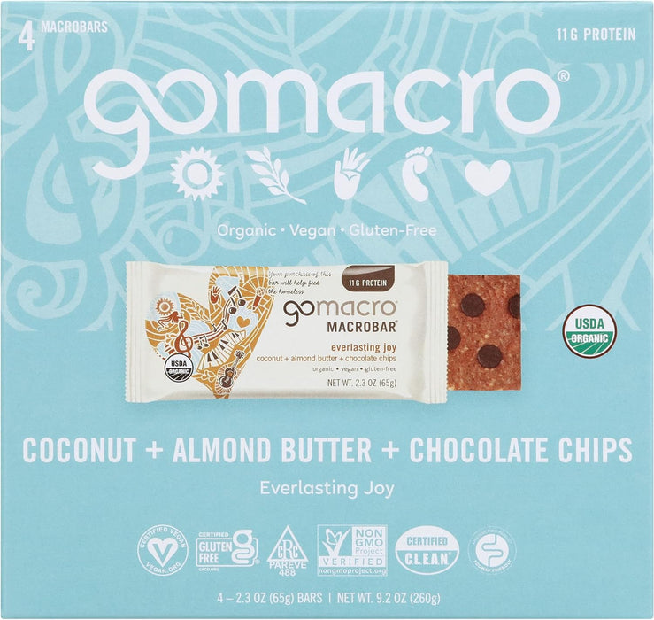 Gomacro Organic Macrobar Coconut Almond Butter & Choco Chips 2.3 Oz