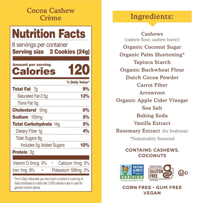 Simple Mills Cookies Nut Butter Stuffed Cocoa Cashew Creame 6.7 Oz