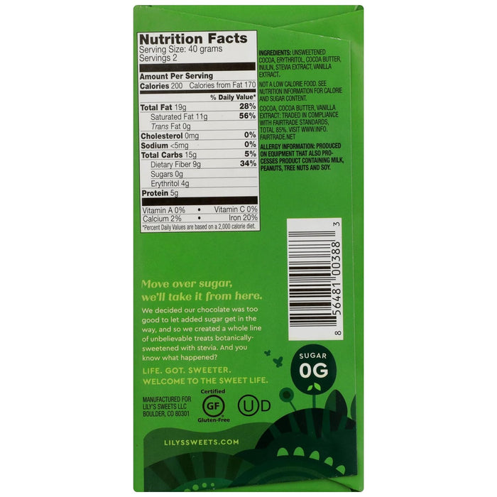 Lily'S  Extremely Dark Chocolate Bar   2.8 Oz
