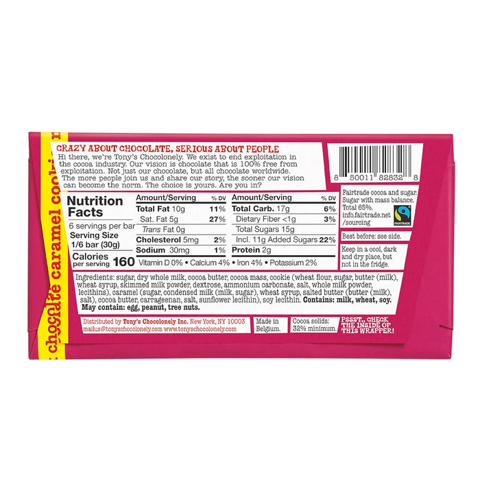 Tony`S Chocolonely  Milk Chocolate Caramel Cookie Bar   6.35 Oz
