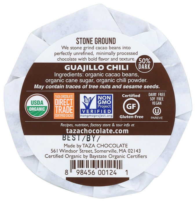 Taza Organic Guajillo Chili Dark Chocolate Mexicano Disc 2.7 Oz
