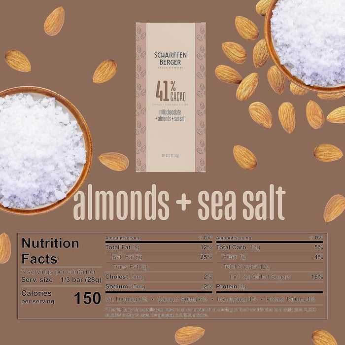 Scharffen Berger Milk Chocolate Bar With Almonds And Sea Salt 3 Oz