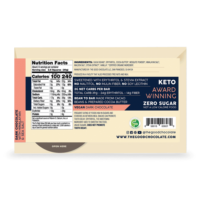 The Good Chocolate Bar Dark Chocolate Himalayan & Sea Salt 2.5 Oz