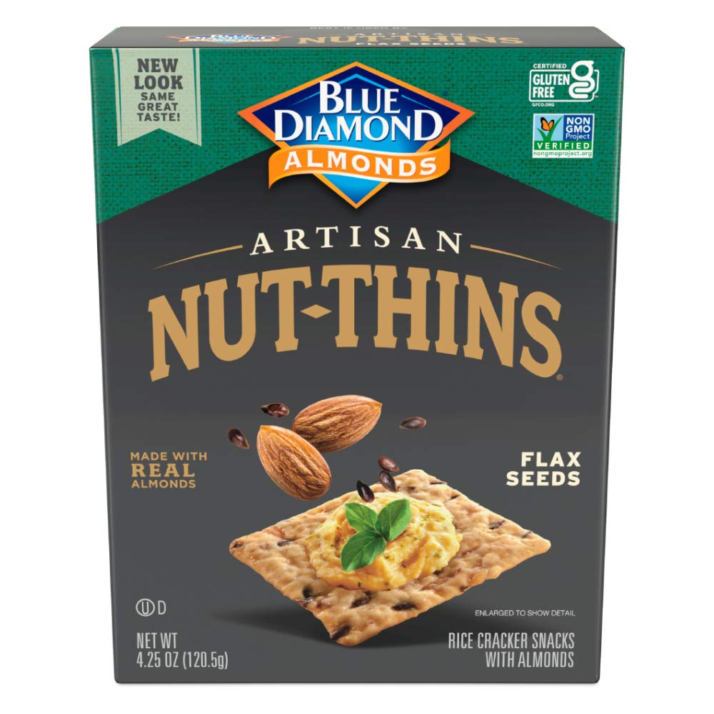 Blue Diamond Almond Artisan Nut Thins Cracker Crisps, Flax Seeds, 4.25 Ounce
