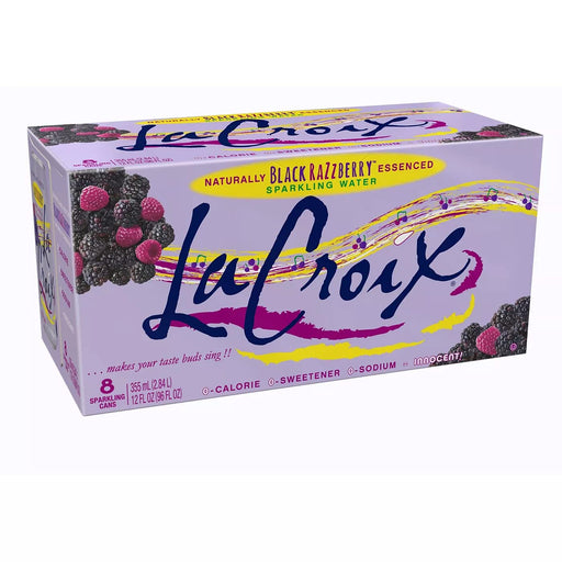 La Croix Flavored Sparkling Water | Black Raspberry | Summer 2021 Flavor, Naturally Essenced, 12 fl oz Cans | Pack of 8