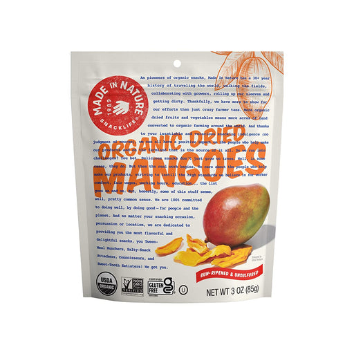 Made in Nature Organic Dried Fruit, Mangoes, 3oz Bag – Non-GMO, Unsulfured Vegan Snack