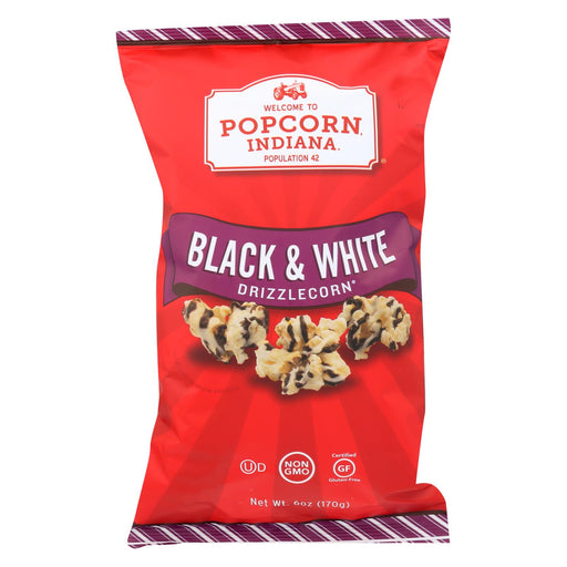 Popcorn Indiana Drizzled Kettlecorn - Black & White - Case Of 12 - 6 Oz