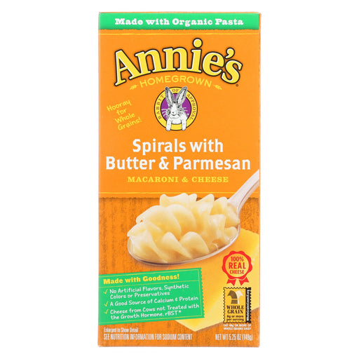 Annie's Homegrown Spirals With Butter And Parmesan Macaroni And Cheese - Case Of 12 - 5.25 Oz.