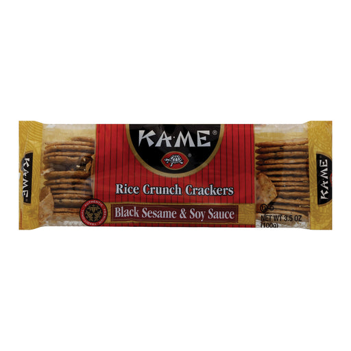 Ka'me Rice Crunch Crackers - Black Sesame And Soy Sauce - Case Of 12 - 3.5 Oz.