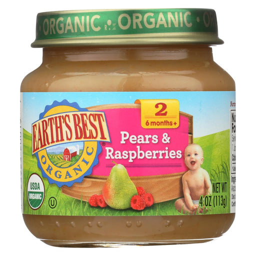 Earth's Best Organic Pears And Raspberries Baby Food - Stage 2 - Case Of 12 - 4 Oz.