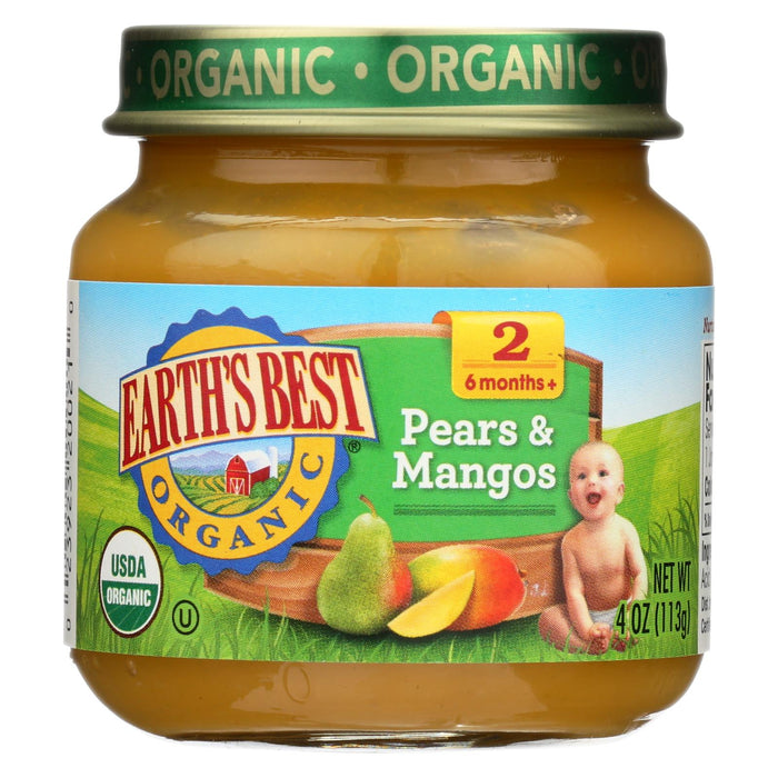 Earth's Best Organic Pears And Mangos Baby Food - Stage 2 - Case Of 12 - 4 Oz.