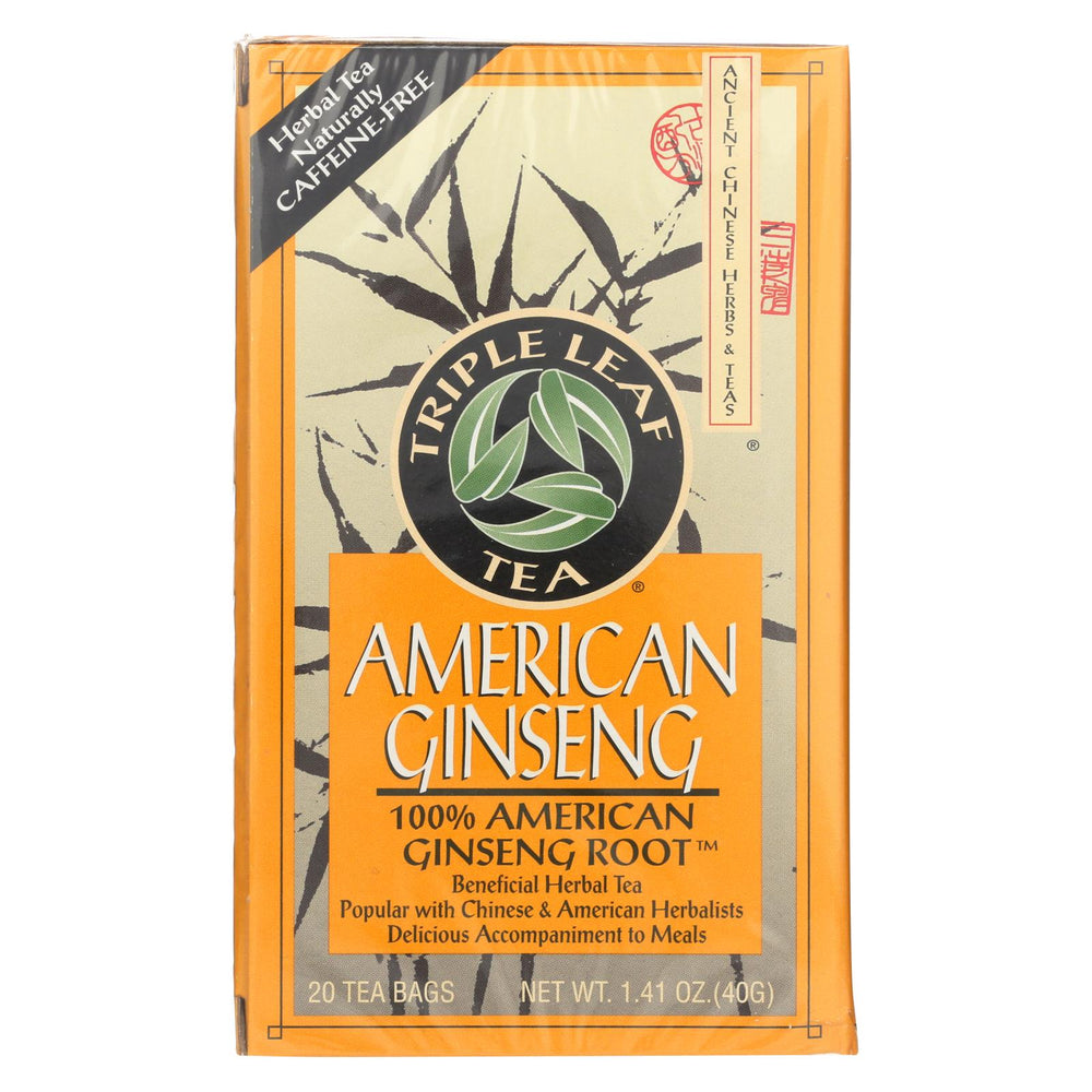 Triple Leaf Tea American Ginseng - Caffeine Free - Case Of 6 - 20 Bags