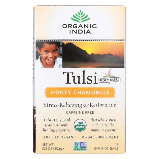 Organic India Tulsi Tea Honey Chamomile - 18 Tea Bags - Case Of 6